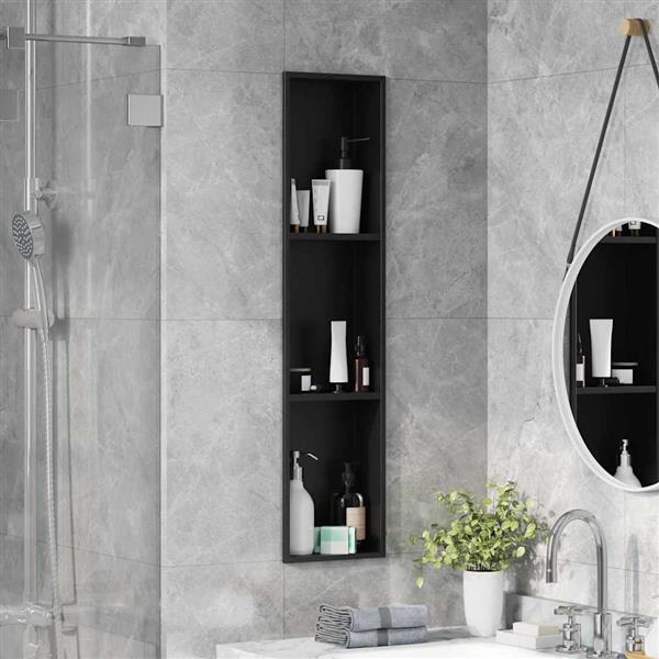 Grote foto vidaxl douche niche zwart 90 x 20 x 9.5 cm roestvrij staal huis en inrichting complete badkamers