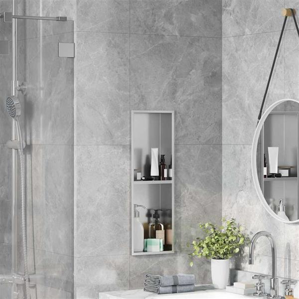Grote foto vidaxl douche niche zilver 60 x 20 x 9.5 cm roestvrij staal huis en inrichting complete badkamers