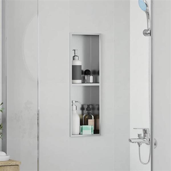 Grote foto vidaxl douche niche zilver 60 x 20 x 9.5 cm roestvrij staal huis en inrichting complete badkamers