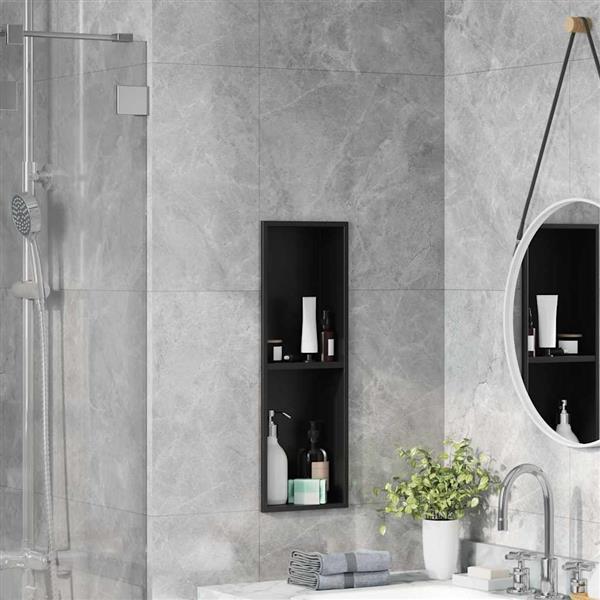 Grote foto vidaxl douche niche zwart 60 x 20 x 9.5 cm roestvrij staal huis en inrichting complete badkamers