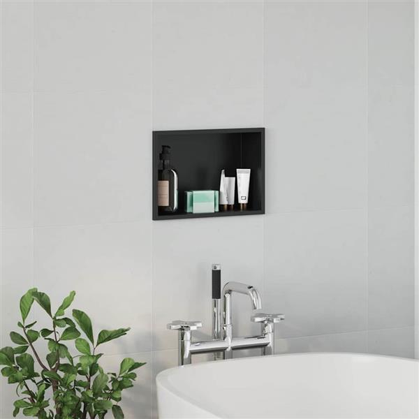 Grote foto vidaxl douche niche zwart 30 x 20 x 9.5 cm roestvrij staal huis en inrichting complete badkamers