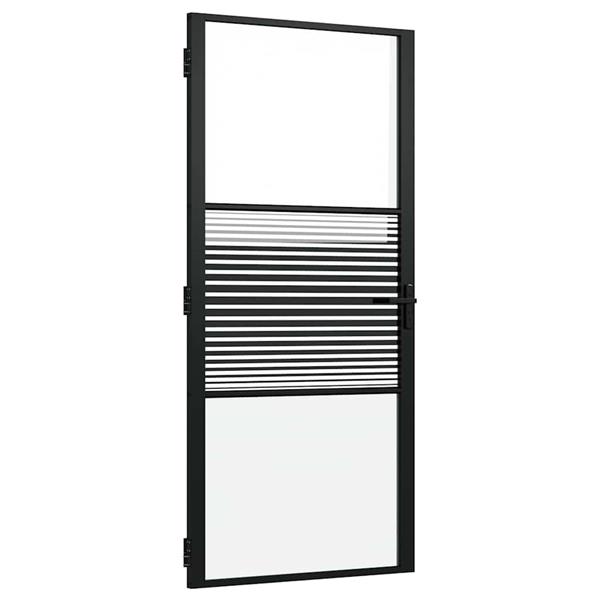 Grote foto vidaxl binnen deur zwart 93 x 201.5 cm gehard glas en aluminium doe het zelf en verbouw deuren en horren