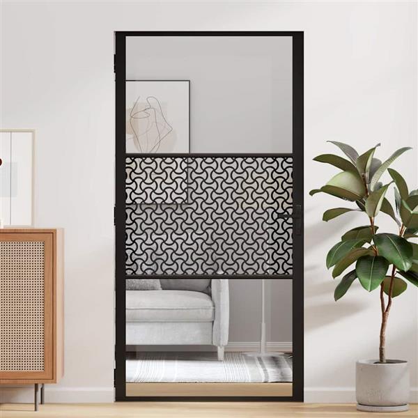 Grote foto vidaxl binnen deur zwart 102.5 x 201.5 cm gehard glas en aluminium doe het zelf en verbouw deuren en horren