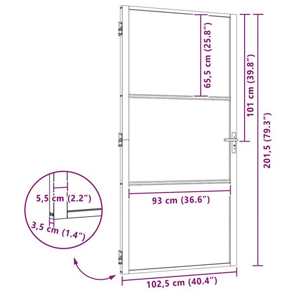 Grote foto vidaxl binnen deur zwart 102.5 x 201.5 cm gehard glas en aluminium doe het zelf en verbouw deuren en horren