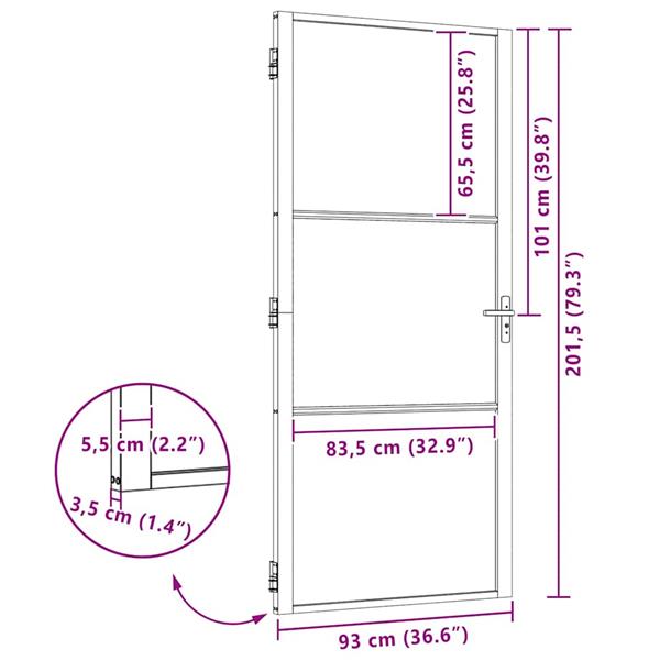 Grote foto vidaxl binnen deur zwart 93 x 201.5 cm gehard glas en aluminium doe het zelf en verbouw deuren en horren