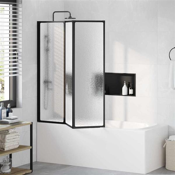 Grote foto vidaxl douchescherm zwart 132 x 2 x 140 cm aluminium doe het zelf en verbouw sanitair
