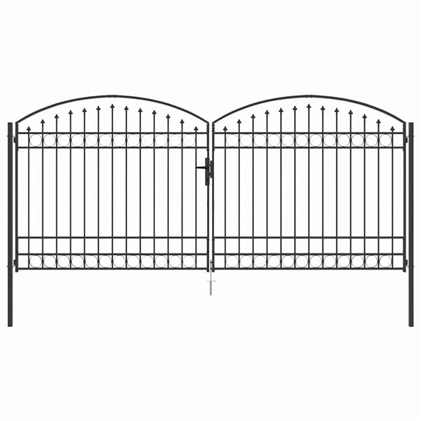 Grote foto vidaxl hekpoort anders grijs 400 x 175 cm staal tuin en terras hekken en schuttingen