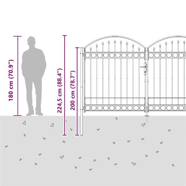 Grote foto vidaxl hekpoort anders grijs 300 x 175 cm staal tuin en terras hekken en schuttingen