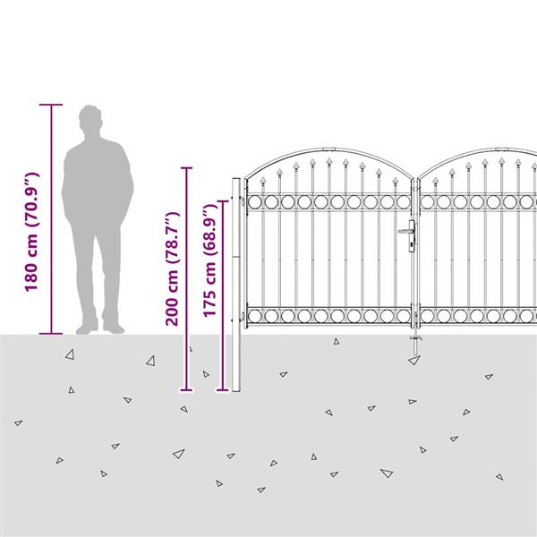 Grote foto vidaxl hekpoort anders grijs 300 x 150 cm staal tuin en terras hekken en schuttingen