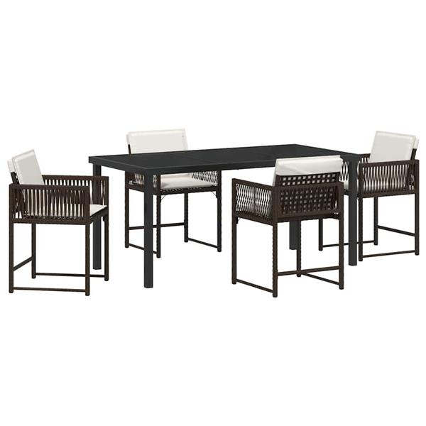 Grote foto vidaxl tuin eetset 5 pcs bruin poly rattan tuin en terras tuinmeubelen