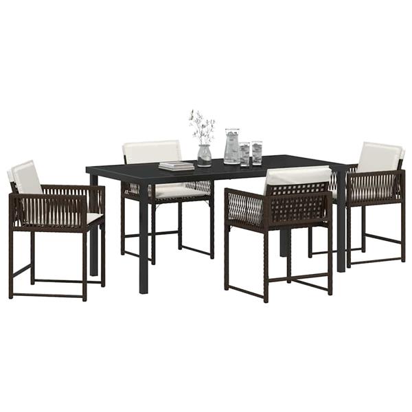 Grote foto vidaxl tuin eetset 5 pcs bruin poly rattan tuin en terras tuinmeubelen
