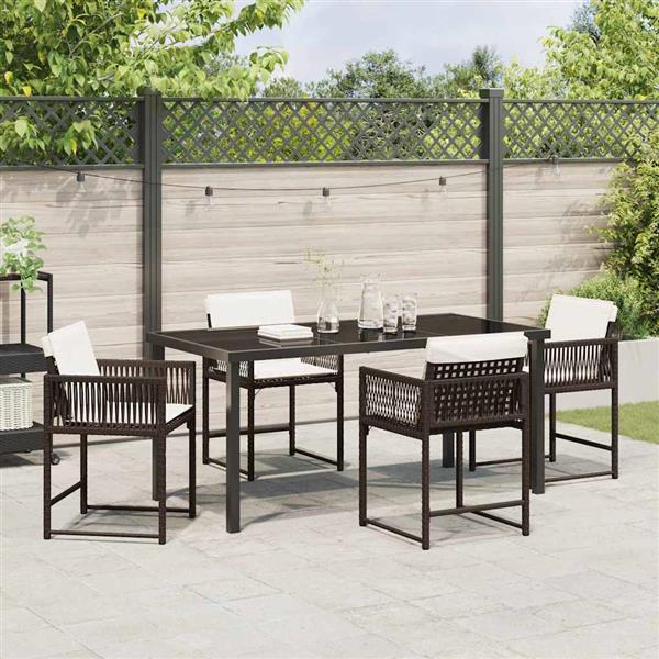 Grote foto vidaxl tuin eetset 5 pcs bruin poly rattan tuin en terras tuinmeubelen