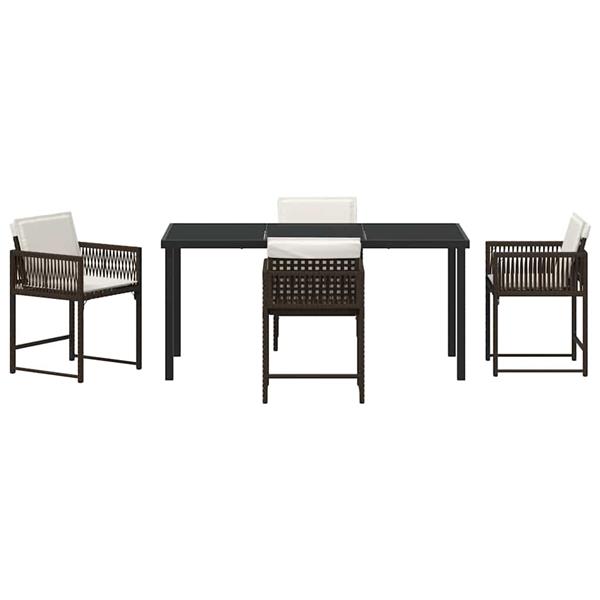 Grote foto vidaxl tuin eetset 5 pcs bruin poly rattan tuin en terras tuinmeubelen