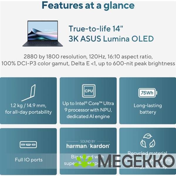 Grote foto asus zenbook 14 oled ux3405ma pp192w 14 core ultra 7 155h computers en software overige computers en software
