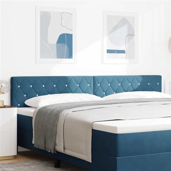 Grote foto vidaxl fluwelen hoofdbord argyle handmatig donkerblauw 200 cm fluweel antiek en kunst stoelen en banken