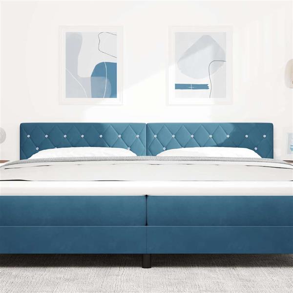 Grote foto vidaxl fluwelen hoofdbord argyle handmatig donkerblauw 200 cm fluweel antiek en kunst stoelen en banken