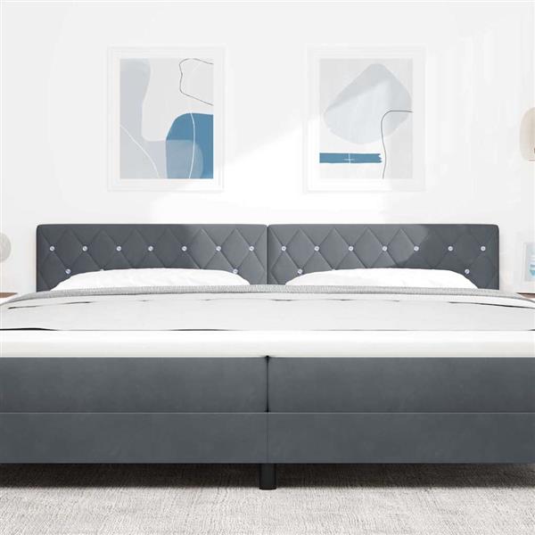 Grote foto vidaxl fluwelen hoofdbord argyle handmatig donkergrijs 200 cm fluweel antiek en kunst stoelen en banken