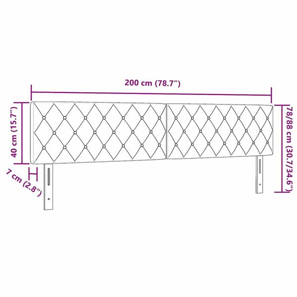 Grote foto vidaxl fluwelen hoofdbord argyle handmatig donkergrijs 200 cm fluweel antiek en kunst stoelen en banken