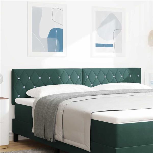 Grote foto vidaxl fluwelen hoofdbord argyle handmatig donkergroen 180 cm fluweel antiek en kunst stoelen en banken