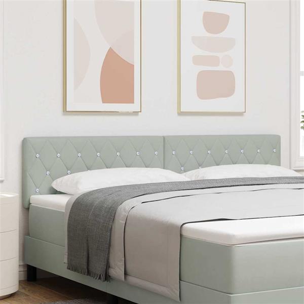 Grote foto vidaxl fluwelen hoofdbord argyle handmatig lichtgrijs 180 cm fluweel antiek en kunst stoelen en banken