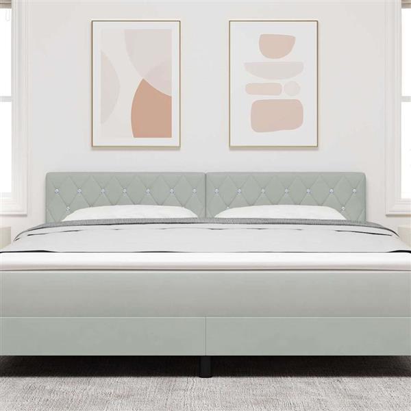 Grote foto vidaxl fluwelen hoofdbord argyle handmatig lichtgrijs 180 cm fluweel antiek en kunst stoelen en banken