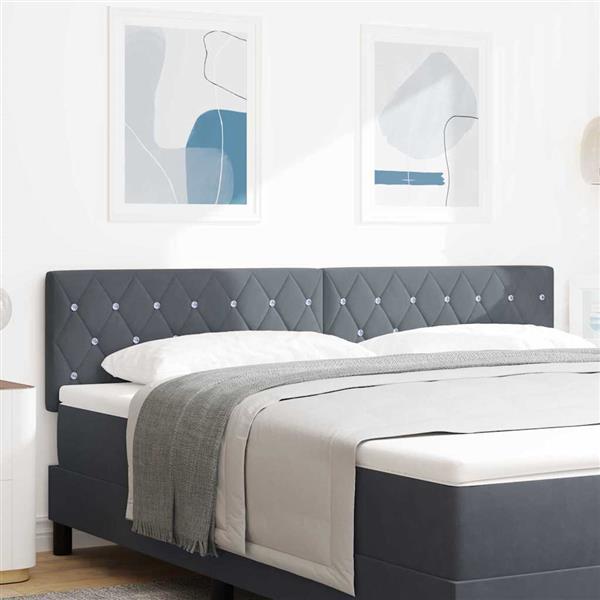 Grote foto vidaxl fluwelen hoofdbord argyle handmatig donkergrijs 180 cm fluweel antiek en kunst stoelen en banken