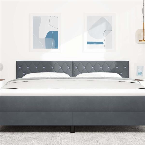 Grote foto vidaxl fluwelen hoofdbord argyle handmatig donkergrijs 180 cm fluweel antiek en kunst stoelen en banken