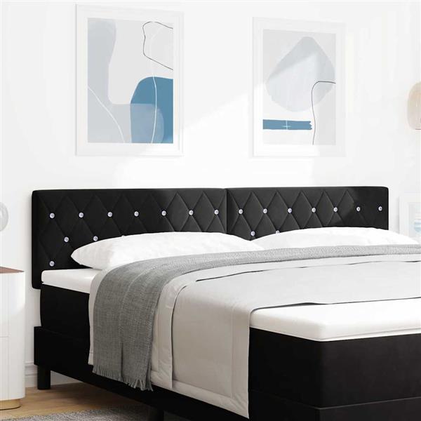 Grote foto vidaxl fluwelen hoofdbord argyle met hoofdeinde zwart 180 cm fluweel antiek en kunst stoelen en banken