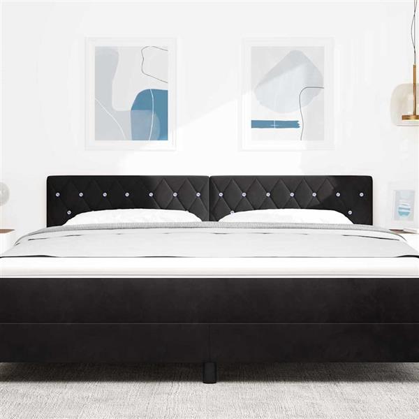 Grote foto vidaxl fluwelen hoofdbord argyle met hoofdeinde zwart 180 cm fluweel antiek en kunst stoelen en banken