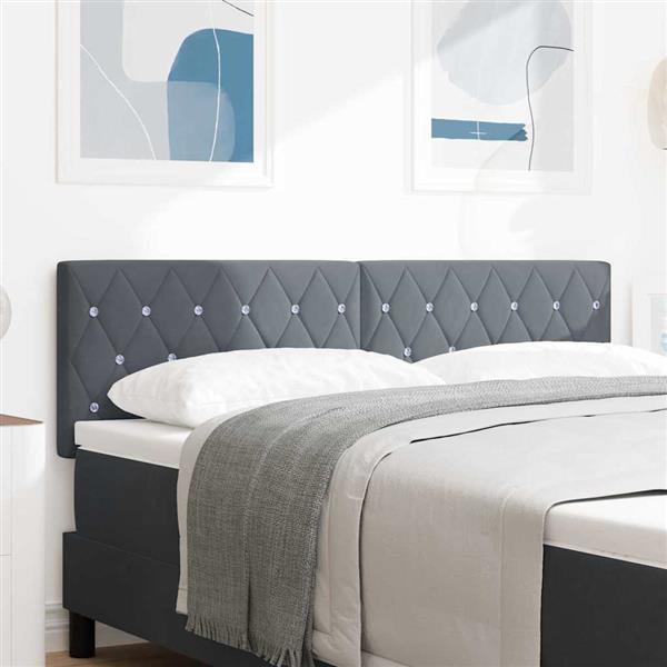 Grote foto vidaxl fluwelen hoofdbord argyle handmatig donkergrijs 160 cm fluweel antiek en kunst stoelen en banken