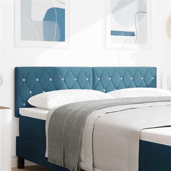Grote foto vidaxl fluwelen hoofdbord argyle handmatig donkerblauw 140 cm fluweel antiek en kunst stoelen en banken
