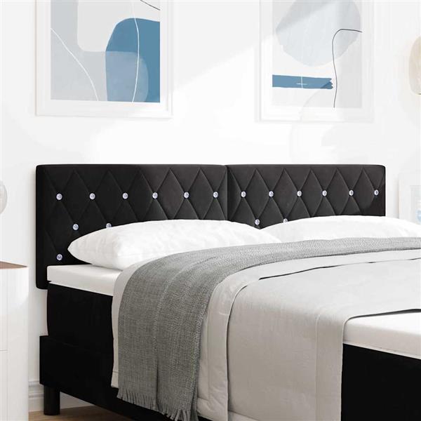 Grote foto vidaxl fluwelen hoofdbord argyle met hoofdeinde zwart 140 cm fluweel antiek en kunst stoelen en banken