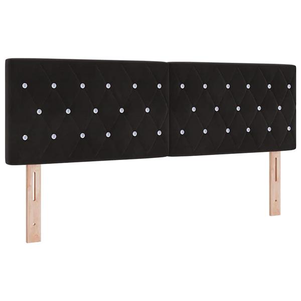 Grote foto vidaxl fluwelen hoofdbord argyle met hoofdeinde zwart 140 cm fluweel antiek en kunst stoelen en banken