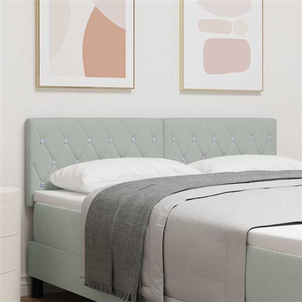 Grote foto vidaxl fluwelen hoofdbord argyle handmatig lichtgrijs 160 cm fluweel antiek en kunst stoelen en banken