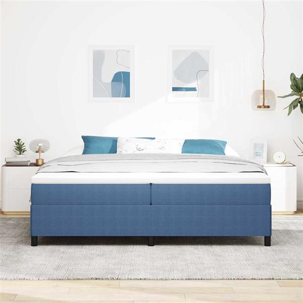 Grote foto vidaxl bedframe blauw 200 x 200 cm katoenen stof antiek en kunst stoelen en banken