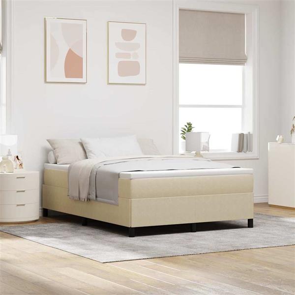 Grote foto vidaxl bedframe grijs groen 140 x 190 cm katoenen stof antiek en kunst stoelen en banken
