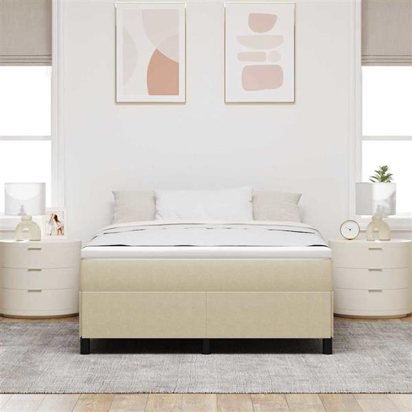 Grote foto vidaxl bedframe grijs groen 140 x 190 cm katoenen stof antiek en kunst stoelen en banken