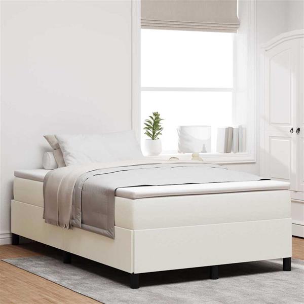 Grote foto vidaxl bedframe cr me 120 x 200 cm katoenen stof antiek en kunst stoelen en banken