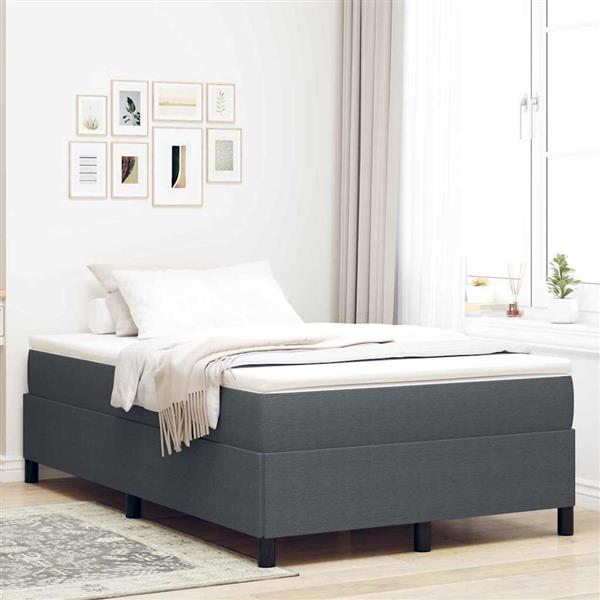 Grote foto vidaxl bedframe donkergrijs 120 x 200 cm katoenen stof antiek en kunst stoelen en banken