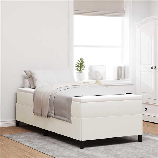 Grote foto vidaxl bedframe cr me 100 x 200 cm katoenen stof antiek en kunst stoelen en banken