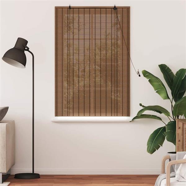 Grote foto vidaxl raamblind geometrisch bruin 80 x 160 cm bamboe huis en inrichting gordijnen en lamellen
