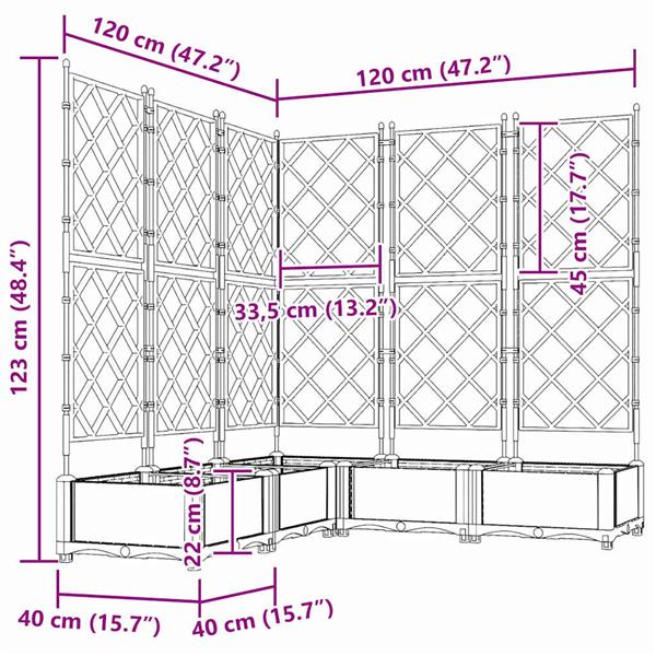 Grote foto vidaxl tuindruppel met trellis 5 pcs bruin 120 x 120 x 125 5 cm pp tuin en terras overige tuin en terras
