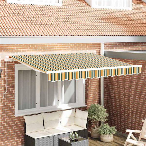 Grote foto vidaxl vervangingsdoek voor zonnescherm groen en geel 350 x 250 cm tuin en terras overige tuin en terras