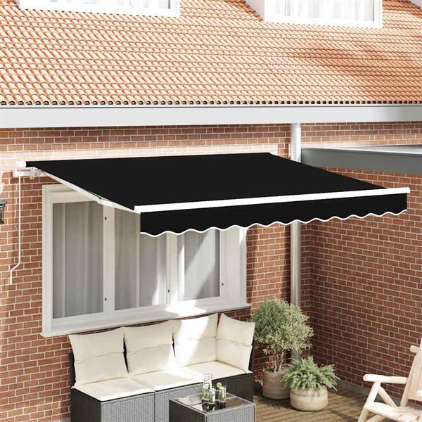 Grote foto vidaxl vervangingsdoek voor zonnescherm zwart 300 x 250 cm canvas tuin en terras overige tuin en terras