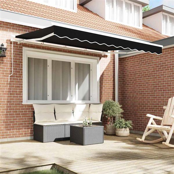Grote foto vidaxl vervangingsdoek voor zonnescherm zwart 300 x 250 cm canvas tuin en terras overige tuin en terras