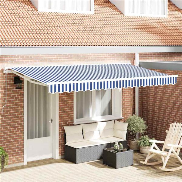 Grote foto vidaxl vervangingsdoek voor zonnescherm blauw en wit 400 x 200 cm tuin en terras overige tuin en terras