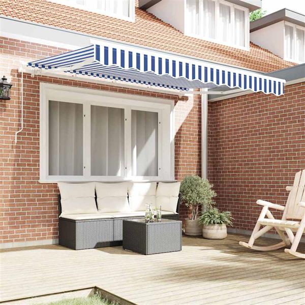 Grote foto vidaxl vervangingsdoek voor zonnescherm blauw en wit 350 x 200 cm tuin en terras overige tuin en terras
