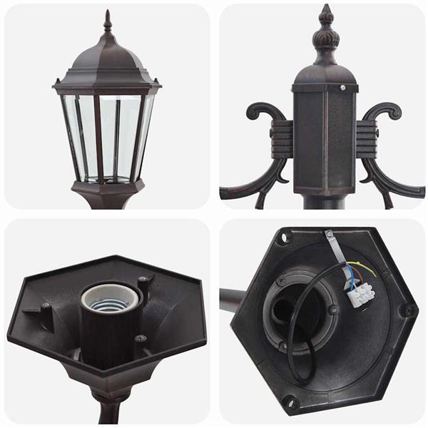 Grote foto vidaxl tuin lantaarnpaal brons aluminium en glas tuin en terras verlichting