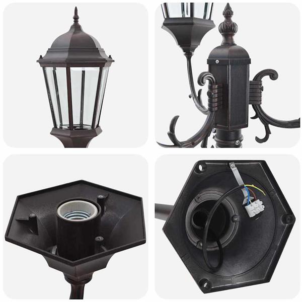 Grote foto vidaxl tuin lantaarnpaal brons aluminium en glas tuin en terras verlichting