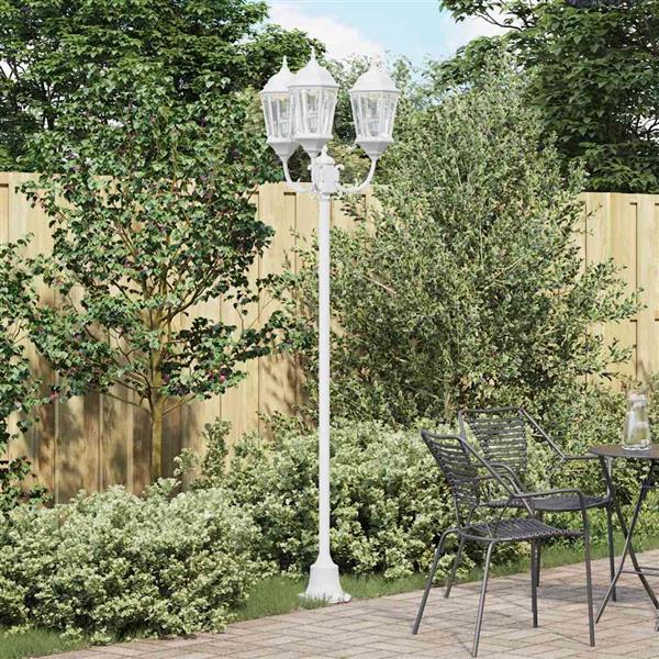 Grote foto vidaxl tuin lantaarnpaal wit aluminium en glas tuin en terras verlichting